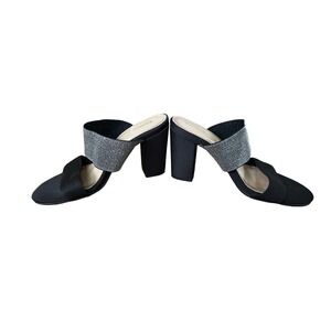 Kaanas Nottingham Silouette Double Band Heel Sandal Size 36, Black Shimmer Dress